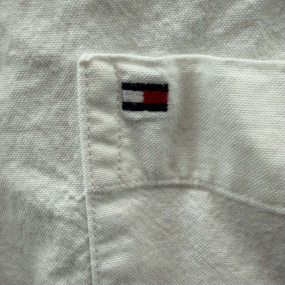 VTG Tommy Hilfger white size large slim 100% cotton shirt USA Easter Spring - Picture 7 of 7